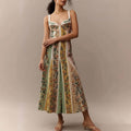 Vintage Print High-Waist A-Line Maxi Dress - Print