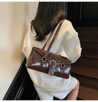 PU Leather Horizontal Square Shoulder Underarm Bag