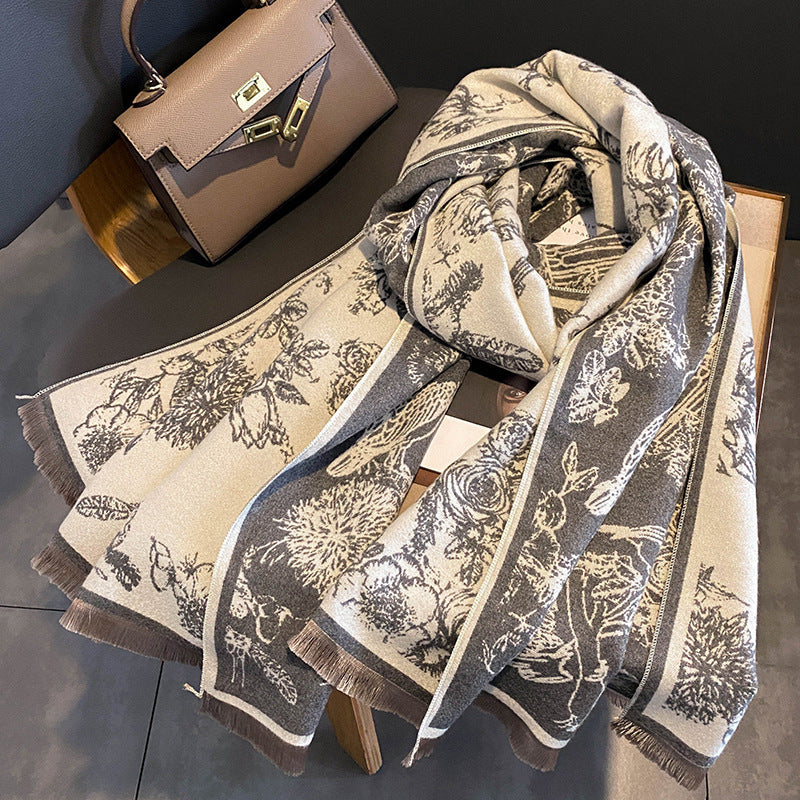Tie-Dye Faux Cashmere Mid-Length Fashion Scarf