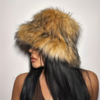 Faux Fur Plush Thickened Fisherman Hat - Light Brown