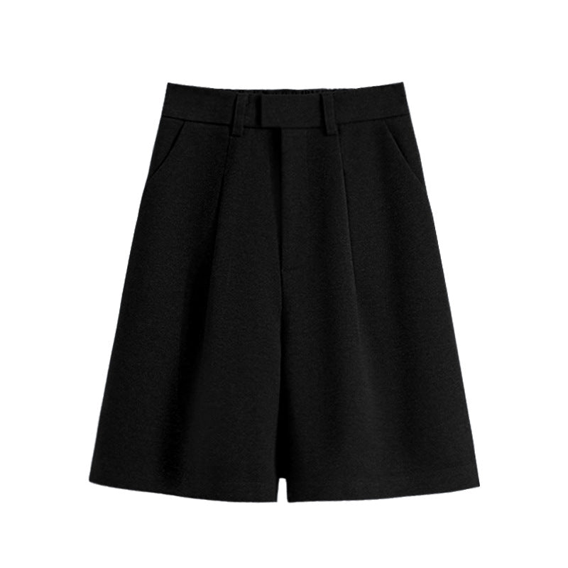 High-Waist Straight-Leg Cropped Trousers - Black