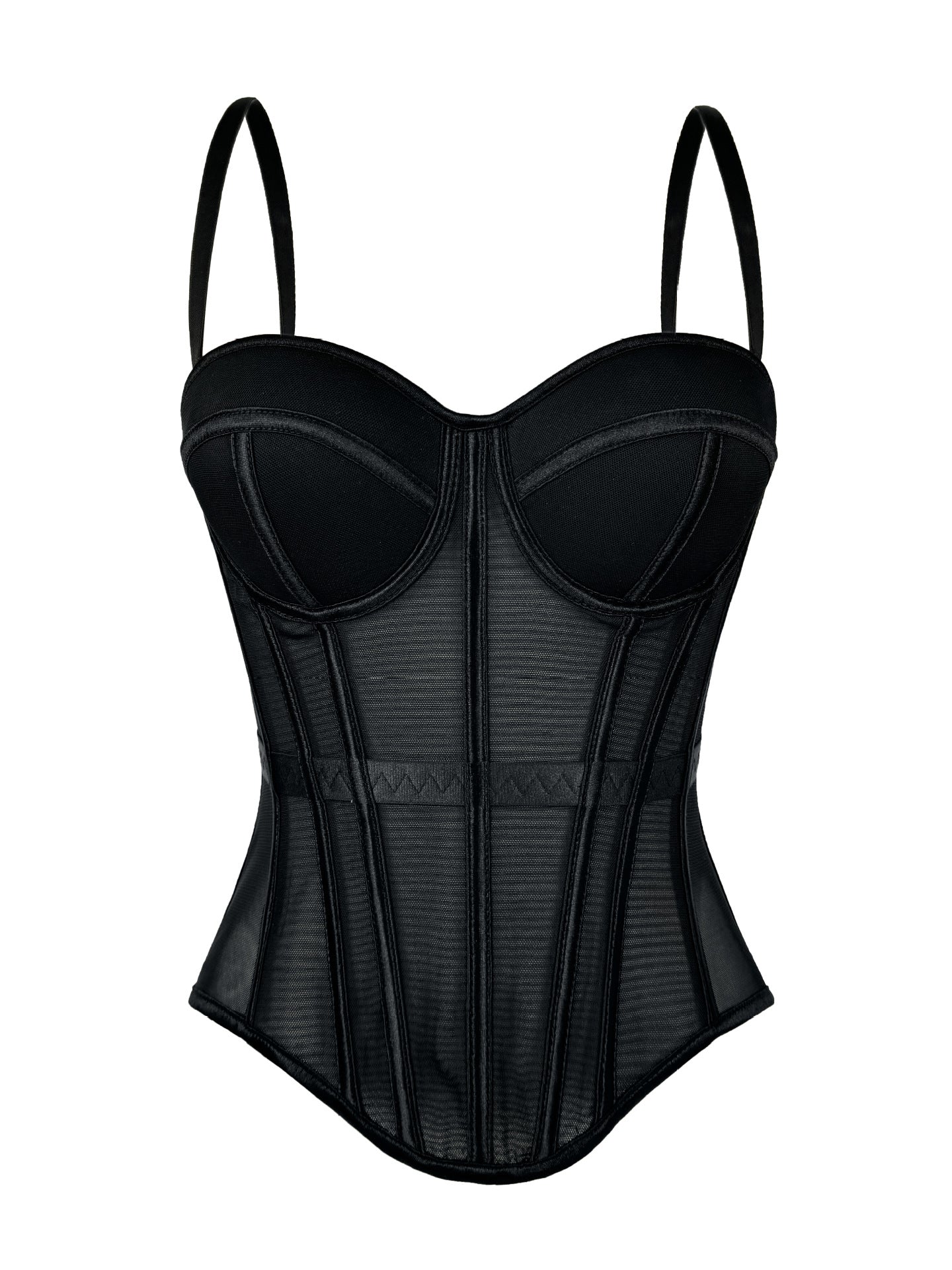 Fishbone Corset Mesh Camisole with Chest Pad