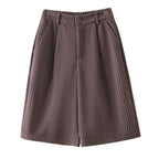 High-Waist Zipper Wool-Blend Straight Cropped Pants
