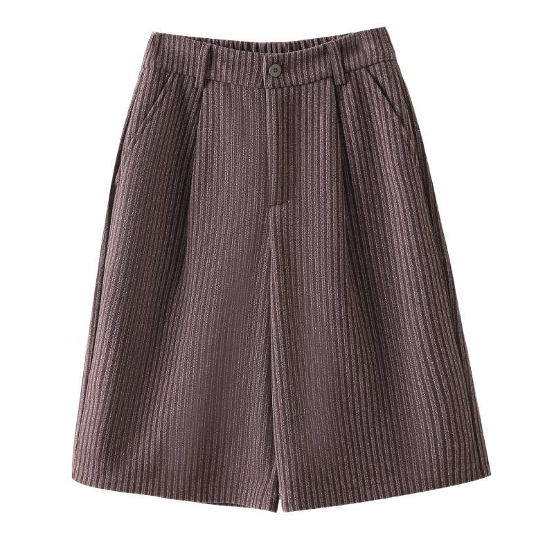 High-Waist Zipper Wool-Blend Straight Cropped Pants