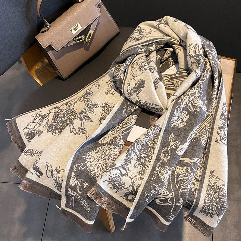 Tie-Dye Faux Cashmere Mid-Length Fashion Scarf