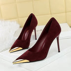 Suede Stiletto Pointed Toe High Heel Pumps