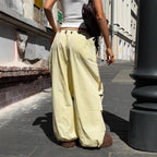 Cotton Drawstring Loose Straight Leg Casual Pants