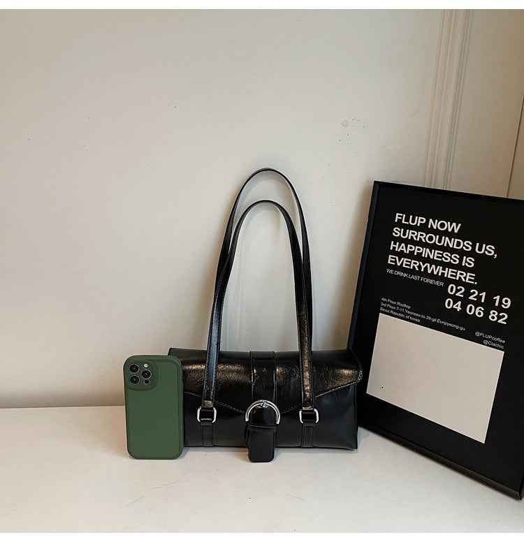 PU Leather Horizontal Square Shoulder Underarm Bag
