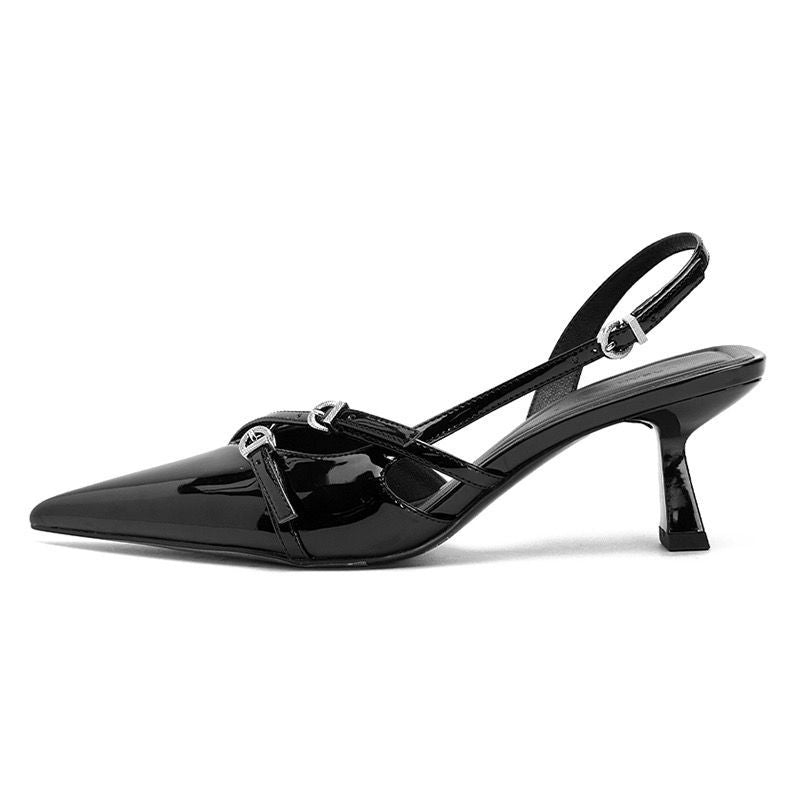 Patent Leather Pointed Toe Stiletto Ankle Strap Heels