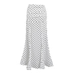 Polka Dot Pleated Mermaid Long Skirt - Polka Dot