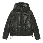 Hooded Loose Metallic Puffer Cotton Coat