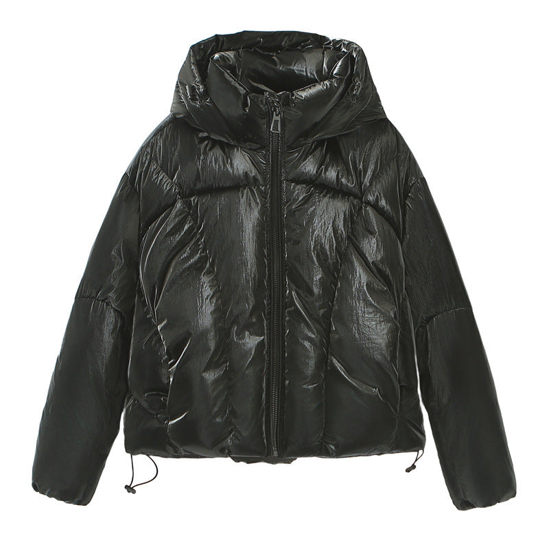 Hooded Loose Metallic Puffer Cotton Coat