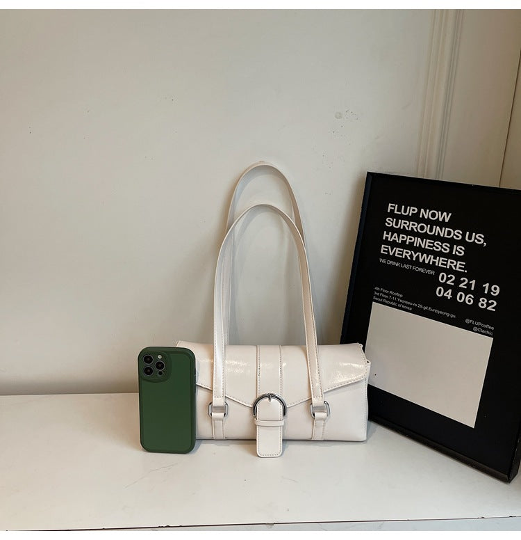 PU Leather Horizontal Square Shoulder Underarm Bag