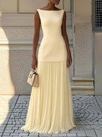 Sleeveless Knit Vest Slim Fairy Dress - Yellow