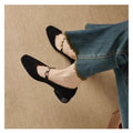 French Retro Square Toe Suede Flat Pumps