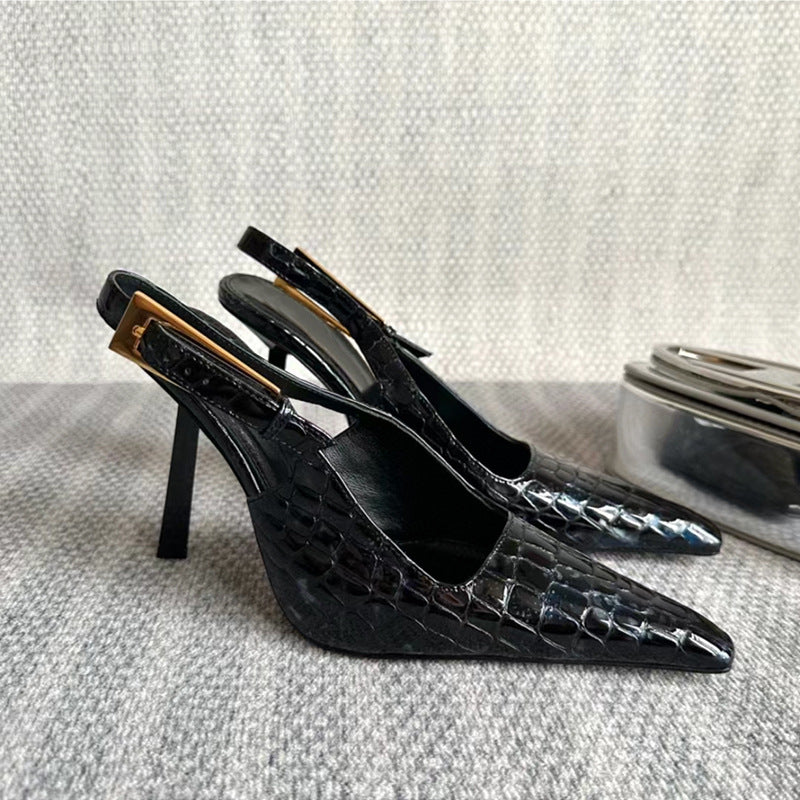 Pointed Toe Stiletto Back Strap Heeled Sandals