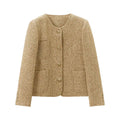 Patchwork Pocket Long Sleeve Short Coat - Beige