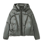 Hooded Loose Metallic Puffer Cotton Coat