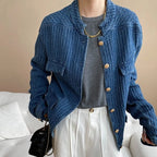 Loose Long Sleeve Classic Denim Jacket - Blue