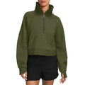 Fleece Half Zip Stand Collar Pullover Sweatshirt