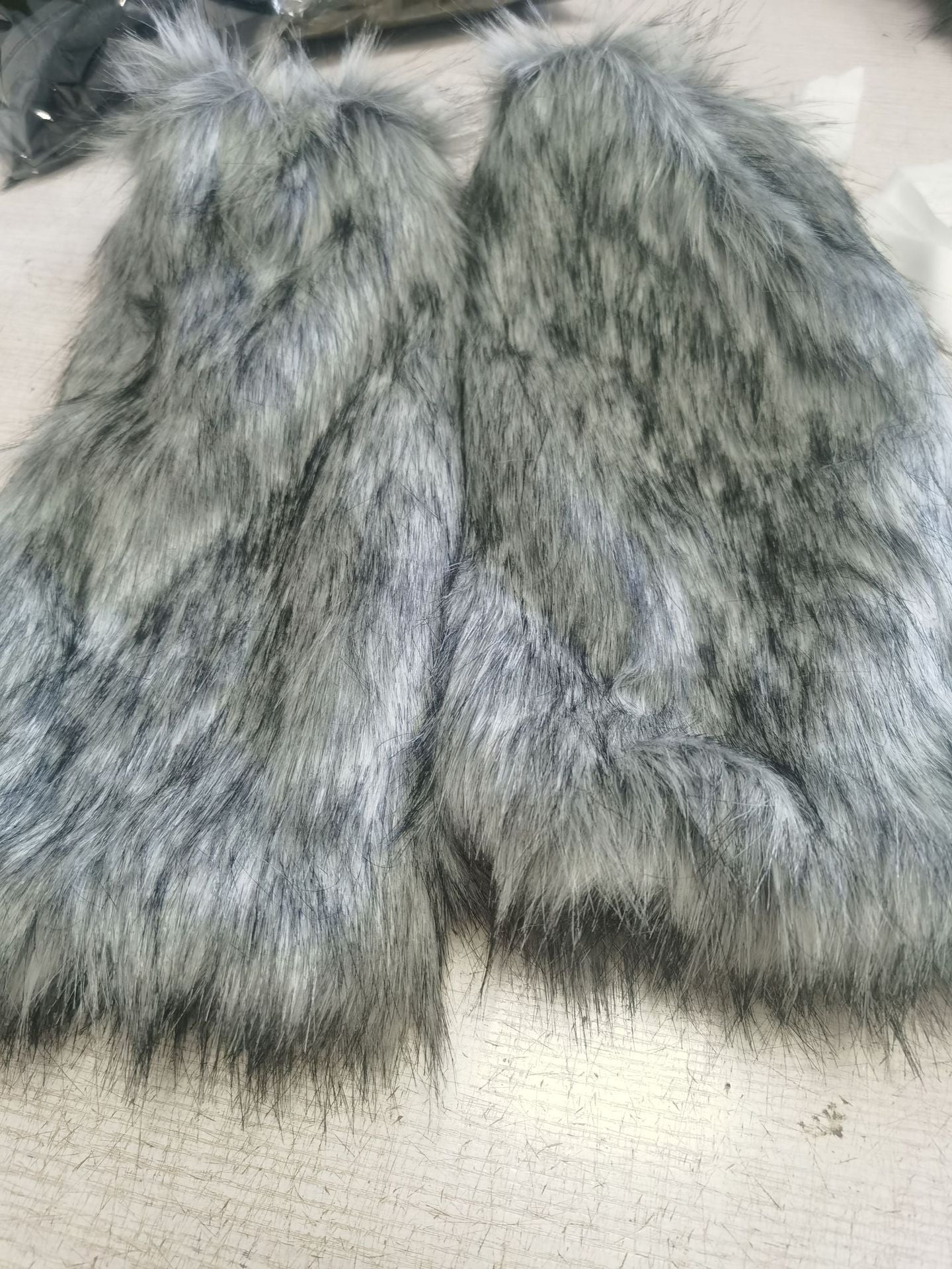 Gradient Faux Fur Boot Cover Leg Warmers - Gray