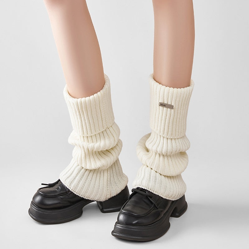 Jacquard High-Tube Vertical Stripe Cotton Socks - while