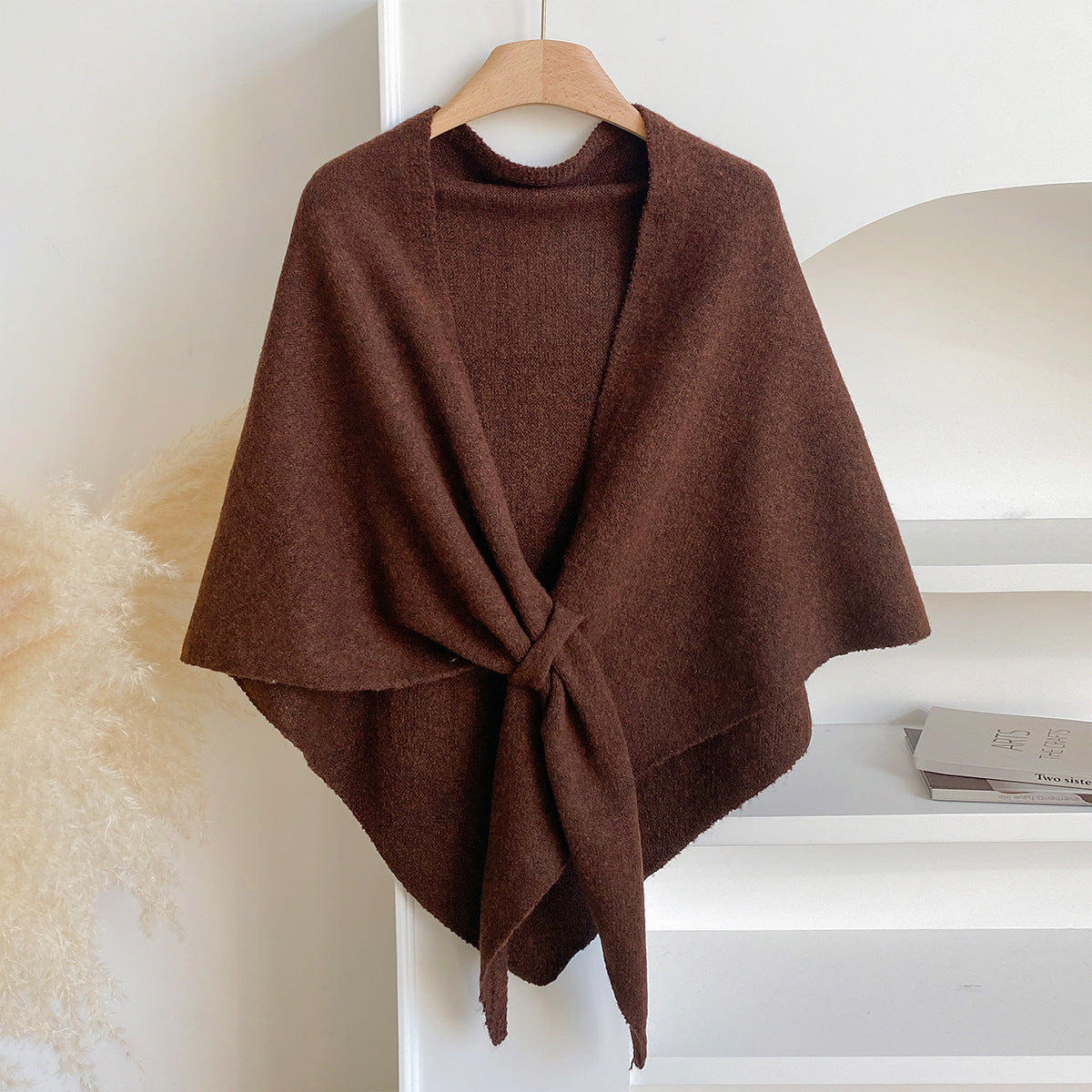 Solid Color Thickened Knit Triangle Shawl Scarf