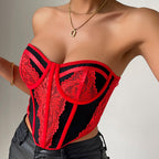 Low Cut Lace Steel Ring Fishbone Corset Top
