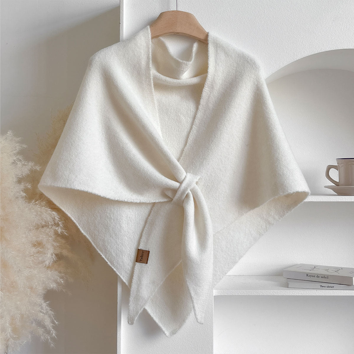 Solid Color Thickened Knit Triangle Shawl Scarf