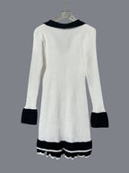 Black White Ruffle High Waist Knit Mini Dress - Black And White