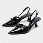 Patent Leather Pointed Toe Stiletto Ankle Strap Heels