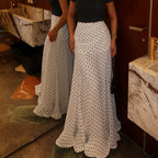 Polka Dot Pleated Mermaid Long Skirt - Polka Dot