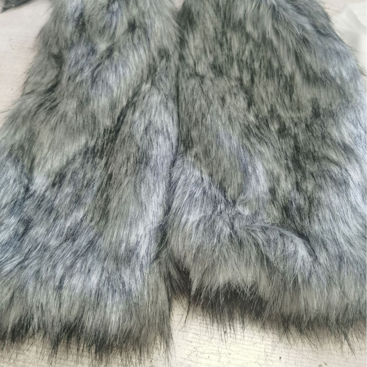 Gradient Faux Fur Boot Cover Leg Warmers - Gray