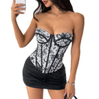 Jacquard Fishbone Corset Strapless Waist Top