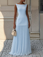 Sleeveless Knit Vest Slim Fairy Dress - Light Blue