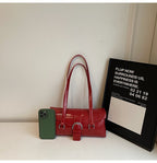 PU Leather Horizontal Square Shoulder Underarm Bag