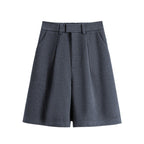 High-Waist Straight-Leg Cropped Trousers - Gray