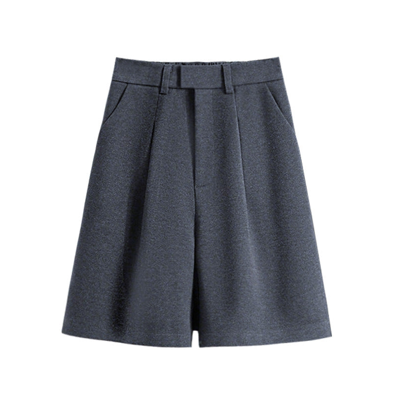 High-Waist Straight-Leg Cropped Trousers - Gray