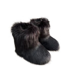 Faux Raccoon Fur Fluffy Short Snow Boots
