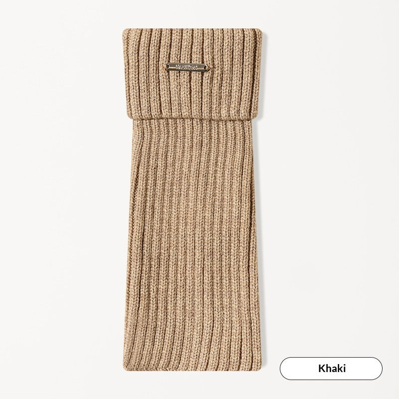 Jacquard High-Tube Vertical Stripe Cotton Socks - Khaki